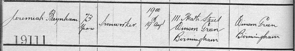 Burial Register - 1900