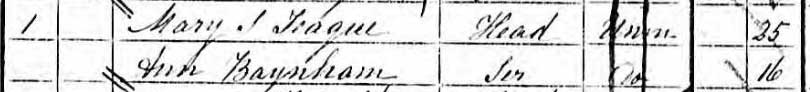 Census - 1871 - Urina Ann Baynham