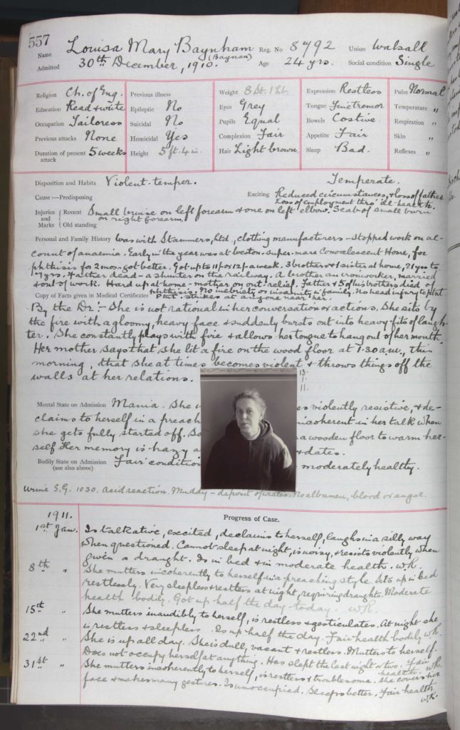 Asylum - Medical Record - Louise Mary Baynham