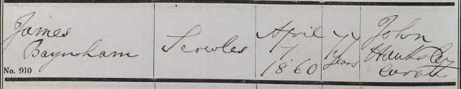 Burial Register - 1860 - James Baynham