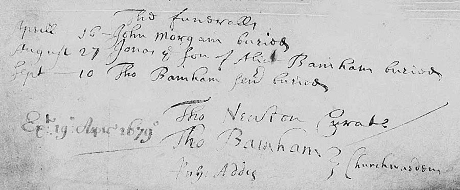 1678 - Thomas Bainham, churchwarden